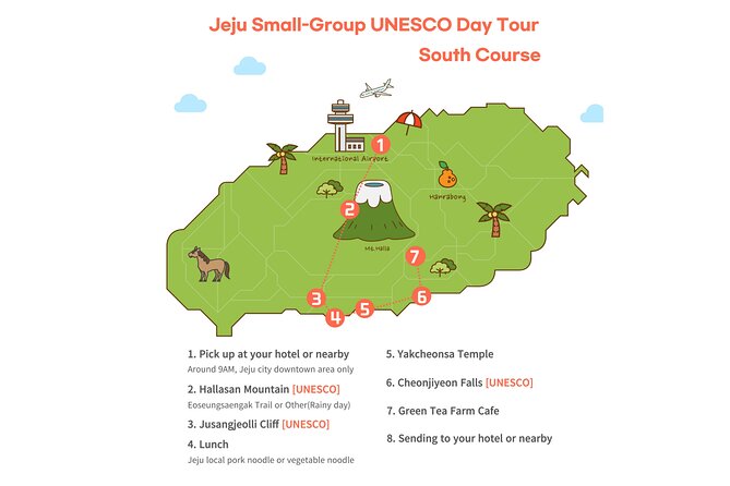 Jeju Premium Small Group UNESCO Day Tour - South Course - Pickup and the van reality: how the day stays smooth