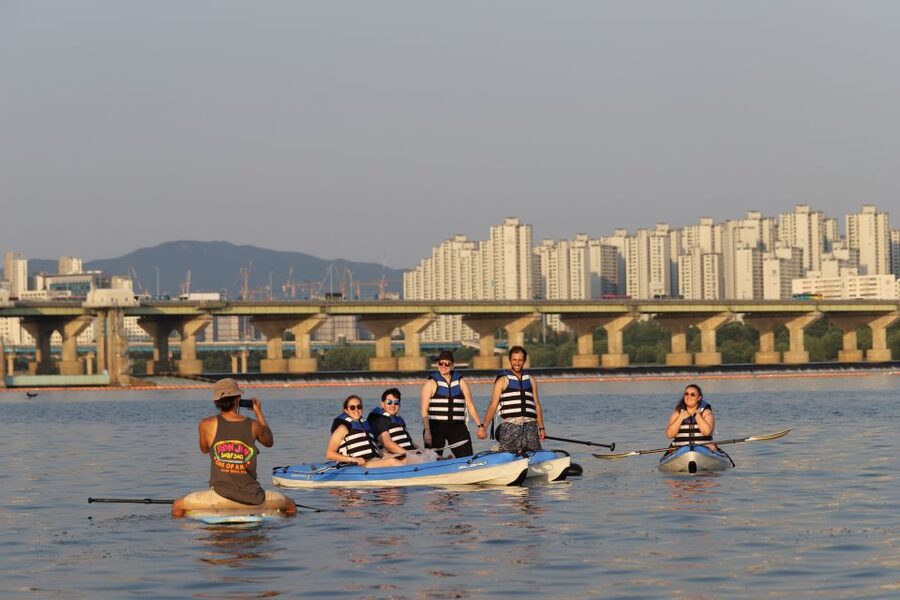Seoul: Stand Up Paddle Board (SUP) & Kayak in Han River - On the water at Ttukseom: skyline views, calm paddling, and sunset timing